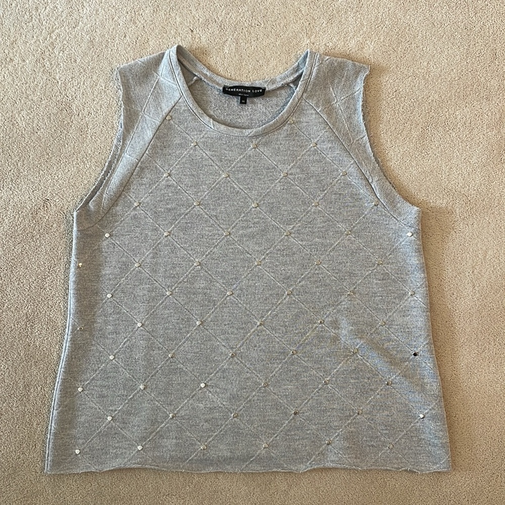 Generation Love Gray Tank Top M Medium Studded
